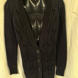 Takeout Black Knit Cardigan Sweater